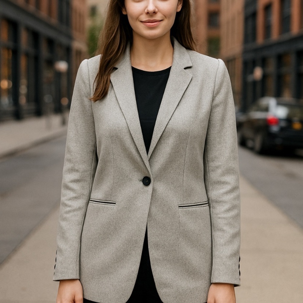Banana Republic Light Gray Blazer Y2K– Women’s Size 6, Classic Fit
